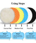 Instructions for using 7 Inch Buffing Polishing Pads Kit For Car Detailing With Six Pcs Wool And Sponge Pads 180mm Face Fits Six
