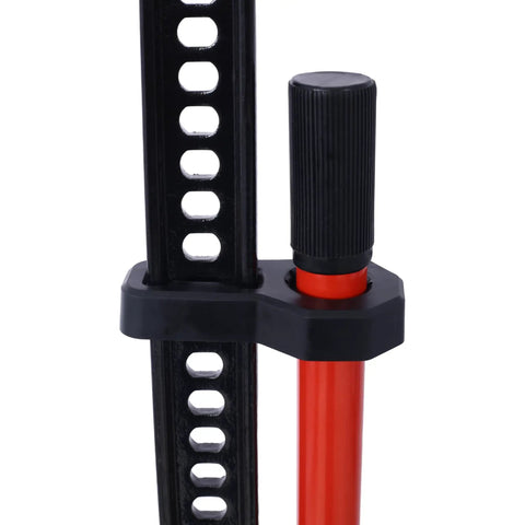 Close-up of Heavy Duty High Lift Farm Jack with 41-inch long handle and ratchet hole, adjustable height from 6 to 52 inches, 7000 lb load