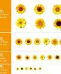 72 Pieces Sunflower Wall Sticker Set Peel And Stick 3D Removable Waterproof Decals for Bedroom Kitchen Bathroom Living Room size chart