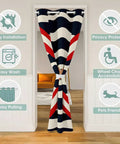 Doorway Privacy Curtain 1 Panel 42x80 Inches Ocean Nautical Navy Blue Geometric Stripes Coastal Vibes Sea Adventure Room Darkening