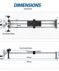 Manual Push Pull Force Test Stand With 420mm Stroke And Clamp Handwheel Controlled Spiral Mechanism For Precise Force Output Compact 5Kg Steel Frame 500N Capacity Great For Lab Or Workshop Testing dimensions diagram with 690mm length and 420mm stroke