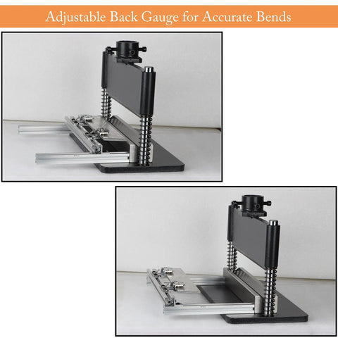 Heavy Duty Pro Grade Press Brake Attachment For 12 To 20 Ton Hydraulic Presses With Adjustable Back Gauge shown in side view