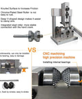 No Sweat Heavy Duty Copper Wire Stripping Machine With Handy Dandy Hand Grip and Power Drill Adapter Slick Aluminum Body shows chrome-plated steel roller and precision design.