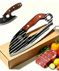 Two Piece Meat Cleaver Knife Set For Kitchen And Outdoor Use Heavy Duty Cleavers For Cutting Meat And Veggies
