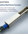 Rock Solid U Trough Screw Conveyor Built Tough From Real 304 Stainless Steel Industrial Auger Feeder For Food Powder And Granule Material Handling 3KW Motor Runs Slick, showing the stainless steel body and motor.