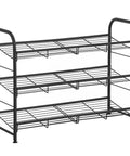 Sturdy 3 Tier Shoe Organizer Rack For Closet And Entryway, Holds Up To 12 Pairs, Metal Shoe Shelf With Adjustable Tilt Angle, Black
