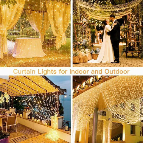 300 LED Fairy Curtain Lights With Remote Control, Dimmable Brightness, USB Powered for Home, Bedroom, Outdoor Decor, weddings