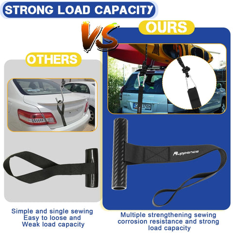 Heavy Duty Tie Down Straps With Quick Loop Anchors For Roof Racks Bow And Stern Canoe Boat Transport Secure Trunk Or Car Roof 2 Pack Premium Strength Anti Slip Handle Metal Hook Adjustable Ratchet showing strong load capacity.