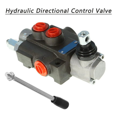 Kimllier hydraulic directional control valve, 1-spool, black body with red BSPP port caps and lever