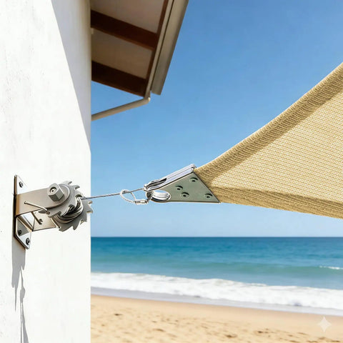 Beefed Up Heavy Duty Beige 12 Foot By 16 Foot Sun Shade Sail Canopy with Reinforced Corners and Edges, 260 GSM Permeable Fabric
