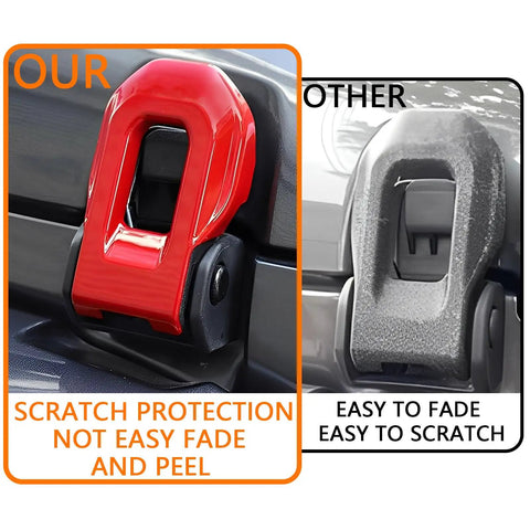 Red ABS Hood Latch Covers 2pc for Jeep Wrangler JL JLU Gladiator JT Stylish Engine Trim Guards Level Up Your Rig with Durable Protection and a Fresh Custom Look That Brings the Swagger!