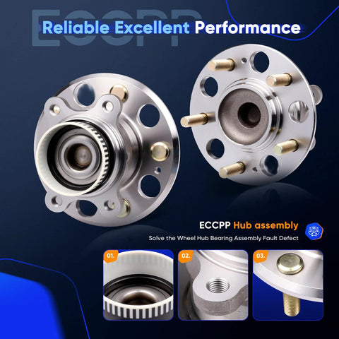 Rear Five-Lug Wheel Bearing And Hub Assembly With ABS Compatible With Hyundai Azera 2011 2017, front and side view