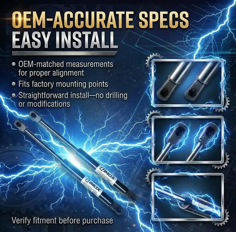 OEM accurate lift supports, straightforward install, Qty 2 Hatch Trunk Struts Lift Supports Shocks For Hyundai Veloster 2012-2017