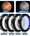 Deluxe Telescope LRGB Filter Set For Monochrome CCD Cameras With 1.25 Inch Luminance Red Green Blue Color Filters displayed with results