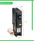 Homeline 1 Pole 15 Amp GFCI Circuit Breaker 120 Volt Model HOM115GFICP dimensions shown with length and width measurements