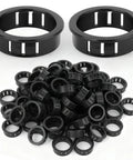 100-Piece Black One To Three Sixteenth Inch Cable Snap Bushing Grommet Set, PA66 plastic wire sleeve pack