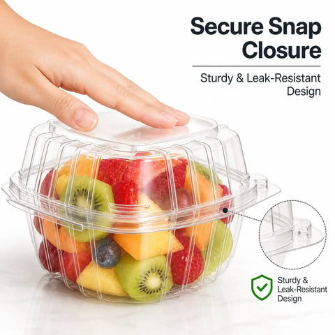Snag This 50 Pack Super Sealed Hinged Food Containers With Secure Flip Top Lids For Cake Slices Pastries And Quick Bites Totally Leak Proof Square Clamshell Boxes For On The Run Delivery