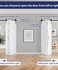 Double 24x84 Bi Fold Barn Doors White With 52 Inch Hardware Kit Waterproof PVC Surface For Closet Easy Install