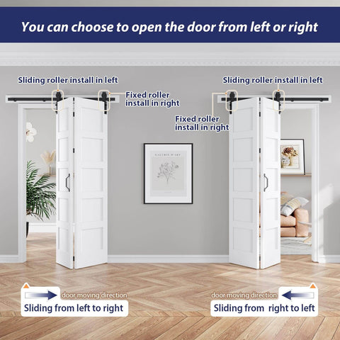 Double 24x84 Bi Fold Barn Doors White With 52 Inch Hardware Kit Waterproof PVC Surface For Closet Easy Install