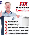 Repair technician showcasing Heavy Duty Washer Drain Pump Replacement For Top Load Appliances to fix laundry issues.