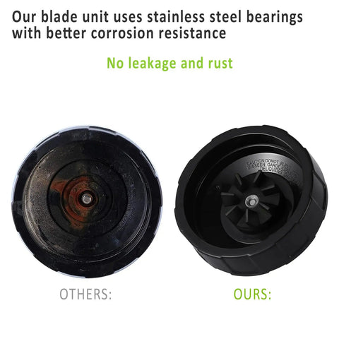 Comparison of worn blade with rust and new stainless steel blade for 7 Fins Blender Blade Replacement Kit Pro Grade With Silicone Gasket Ring For Auto iQ Series And High Power Blenders Compatible With NN100 NN100A NN101 NN102 BL64230 BL48230 BL68230 And More