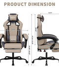 Gaming Chair With Massage And Footrest Ergonomic PC Gaming Chair With Headrest And Lumbar Support High Back Design 300 Lb Weight Capacity Gray Dimensions