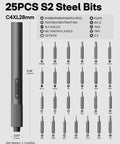 Dope 25 In 1 Mini Electric Screwdriver Set With USB C Rechargeable Power, Compact Magnetic Precision Tool showing 25 precision bits