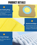 Heavy Duty Disposable Wet And Dry Vacuum Bags 16 Pack Universal Fit 5 To 8 Gallon Portable Vacs Type E And H Collection Sacks with sealing ring and reinforced edge.
