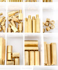 Brass Hex Spacers And Standoffs Kit 210 Piece Assortment For M2 M3 M4 M5 With Male And Female Threads Screws Nuts in storage box