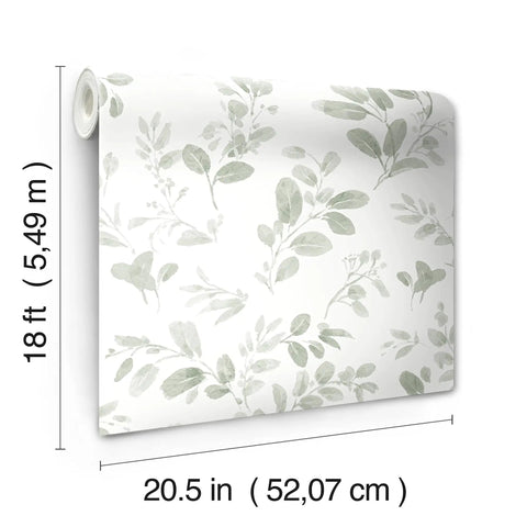 Dancing Leaves Peel And Stick Wallpaper Green And White For A Quick Easy Wall Makeover No Glue Needed Removable Roll