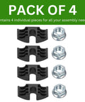 Heavy Duty Replacement Crescent Nut And Small Nut Pack Of Four Exact Fit Spare Hardware For Bed Frame Console Desk and Everyday Home Project Quick Swap Fix, pack of four nuts and fasteners.