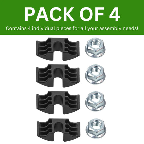 Heavy Duty Replacement Crescent Nut And Small Nut Pack Of Four Exact Fit Spare Hardware For Bed Frame Console Desk and Everyday Home Project Quick Swap Fix, pack of four nuts and fasteners.