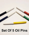 Set of 5 multicolored oil pins for Pro Grade Clock Oil Kit For Cleaning And Lubing Movements, Complete Home Clock Care Set.