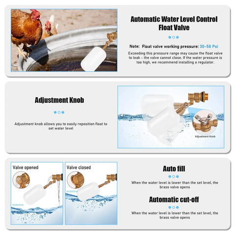 Half Inch Brass Float Valve With Adjustable Arm Auto Fill And Shut Off For Water Tank Livestock Trough Fountain Pool Pond 60 PSI