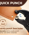Heavy Duty Snap Fastener Kit With 210 Pieces Of Marine Grade Stainless Steel Snaps For Canvas Boat Covers Awnings Fabric And Tents Rustproof And Easy To Install All In One Repair Kit Blue, showing a tool punching holes in leather.