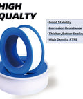 Two Rolls Premium Plumbers Tape For Leak Proof Seals PTFE Thread Seal Tape displayed with key features.