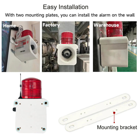 Straight Up Heavy Duty Wireless Alarm Siren With Bright Led Strobe And Loud 120Db Horn, Long Range Remote Control Built Tough For Warehouse Theft Deterrent And Factory Loss Prevention, Ac 110V