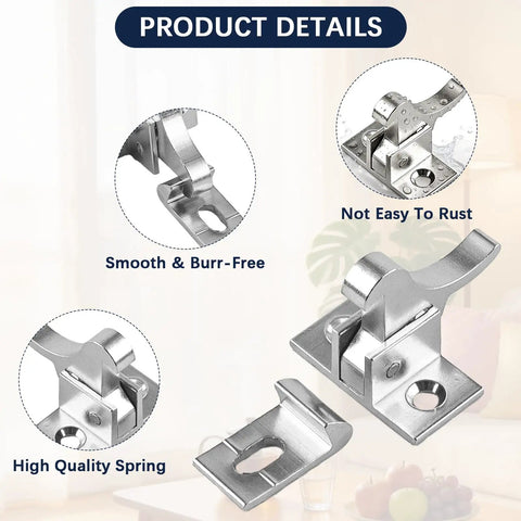 Close-up of 10 Pack Beefy Brass Heavy Duty Cabinet Door Latches with smooth, burr-free design and high quality spring.