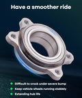Front view of metal wheel hub from Two Pack Front Wheel Hub And Bearing Assembly For Audi A4 Allroad A4 Quattro A5 Quattro A7 Quattro A8 Quattro RS5 RS7 S6 S7 2009 To 2016 Replacement Kit With Drop-In Fit And High Quality Wheel Bearing Module For Smooth Rolling.