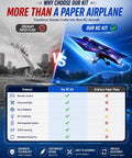 Comparison of ordinary paper plane vs Power Up RC Paper Airplane Kit With Gyro Stabilizer Twin Propellers And Motorized Power Module Easy To Fly Remote Control Plane For Beginners Foldable Lightweight Design Includes Constellation Themed Paper Cards For Creative DIY Flights.