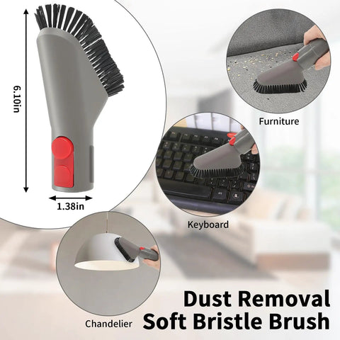 Dust removal soft bristle brush from Replacement Attachment Kit For V15 V15s V12 V11 V10 V9 V8 V7 Gen5 Cordless Vacuum Cleaners.