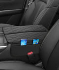 Mazda CX 90 Center Console Armrest Cover Custom Fit For 2024 2025 2026 Leather Look Arm Rest Cushion Pad Protector Anti Scratch No Wrinkles Easy Install fitted in car interior.