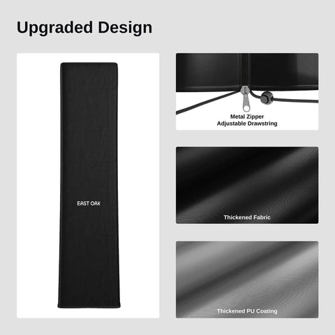 Outdoor Pyramid Patio Heater Cover With 300D Oxford Fabric Zipper And Storage Bag Waterproof Dustproof Windproof Snow Resistant 91 Inch Tall showing upgraded metal zipper, thickened fabric, and PU coating.