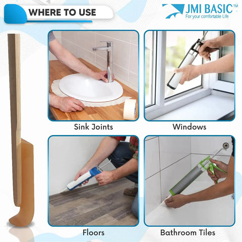Grout Caulk Finishing Tool Set With Assorted 4 Size Spreads for Smooth Sealant Application on sink, windows, floors, tiles