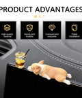 Cool Car Interior Decor Duo Featuring A Playful Corgi And Iced Lemonade Tea Resin Ornaments For Dashboard And Rearview Mirror