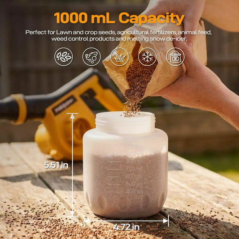Cordless Handheld Spreader For Lawns Compatible With Dewalt 20V Max Batteries Fertilizer Grass Seed And Ice Melt Adjustable Openings No Battery Included Tool Only Ideal For Lawn Care And Winter Melt Spreading showing capacity filled with granules