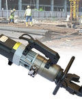 UWYTGF Heavy Duty Electric Hydraulic Rebar Bending Machine With 1600 W Pure Copper Motor close-up showing handle and motor.