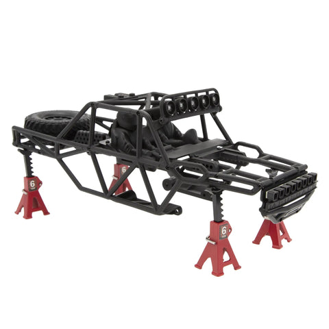 TRX4M Defender Bronco K10 F150 High Trail 1/18 RC Crawler Body And Chassis Kit with roll cage on jack stands