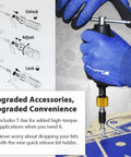 Pro Grade Precision Torque Screwdriver 10 To 50 Inch-Pounds With 1 Quarter Inch Hex Bit Holder being used with T-handle.