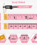 Close-up of pink 60-inch double-sided tape measure showing inches and centimeters, part of Compact 60-Inch Double-Sided Tape Measure Set.